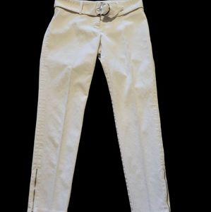 EXPRESS White mid rise stretch belted jeans cropped skinny zippered size 5/6